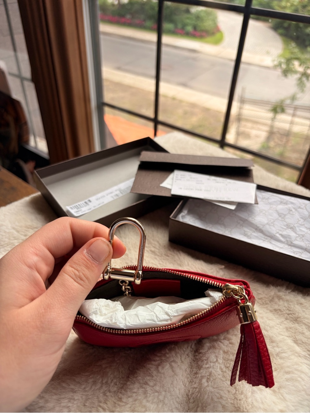 GUCCI RED LEATHER SOHO KEY POUCH - Picture 5 of 7